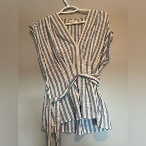 Max Studio Blue and White Striped Top